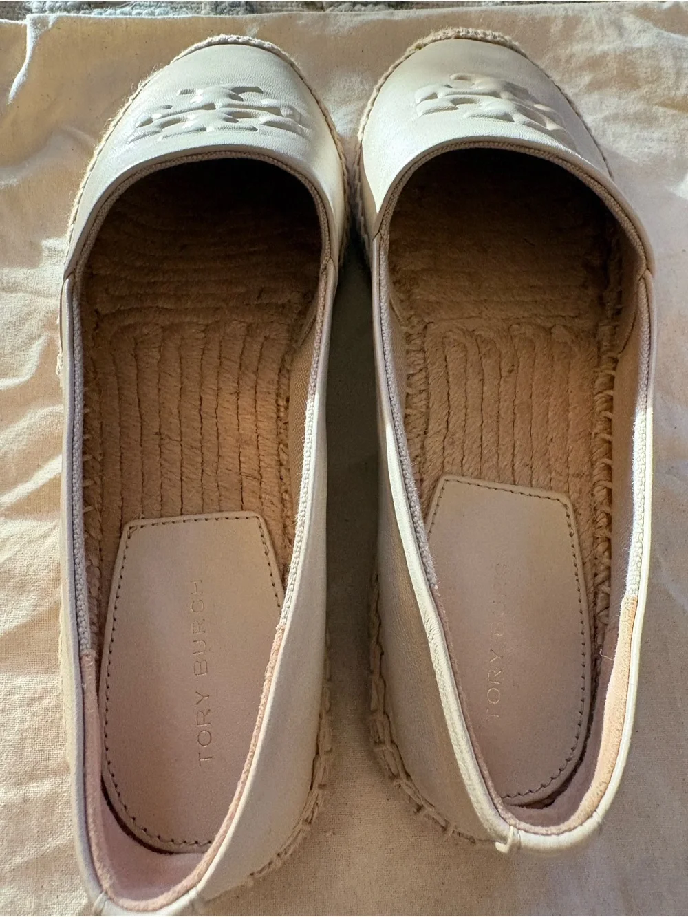Tory Burch Women's Cream Leather Espadrille Slip-Ons
